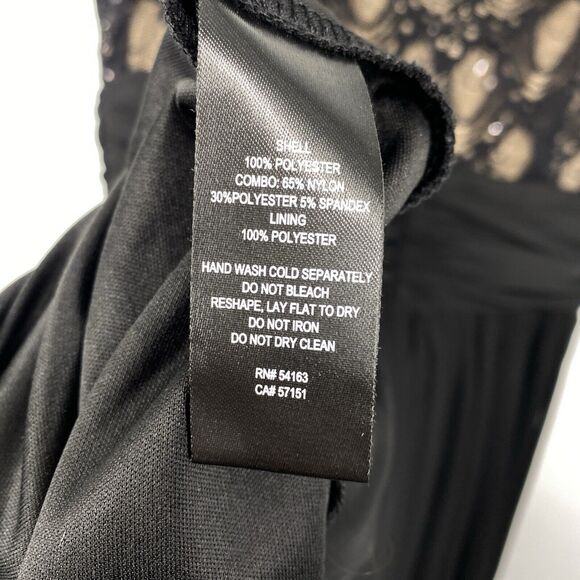 JH Evenings Sleeveless Lace Sequined Midi Dress Size 12 Black Full Skirt Event - Picture 11 of 12